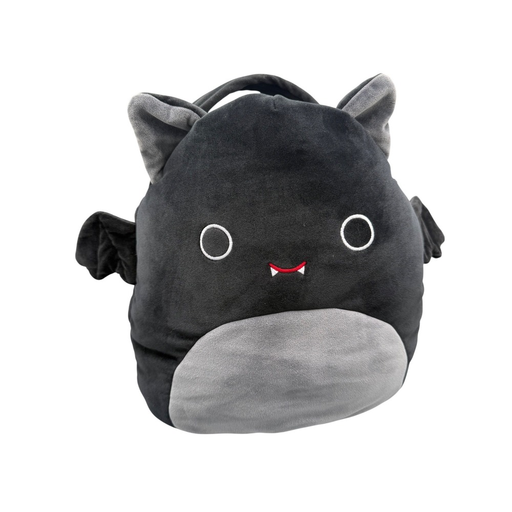 Squishmallows Emily the Bat Halloween‎ Trick or Treat Pail Plush Basket Black